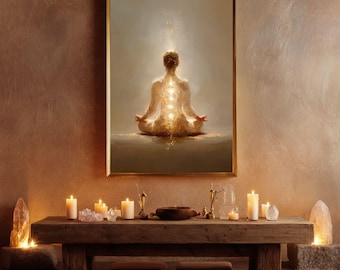 Spiritual Healing Art, Chakra Energy Wall Art, Meditation Print, Healing Light Artwork, Reiki Decor, Energy Alignment, Mindfulness Art