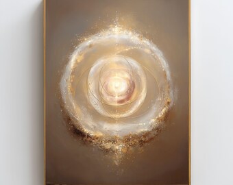 Arte mural de sanación energética Reiki, lámina espiritual de luz dorada, decoración de energía curativa, arte para sala de meditación, equilibrio mental, arte de energía del aura.