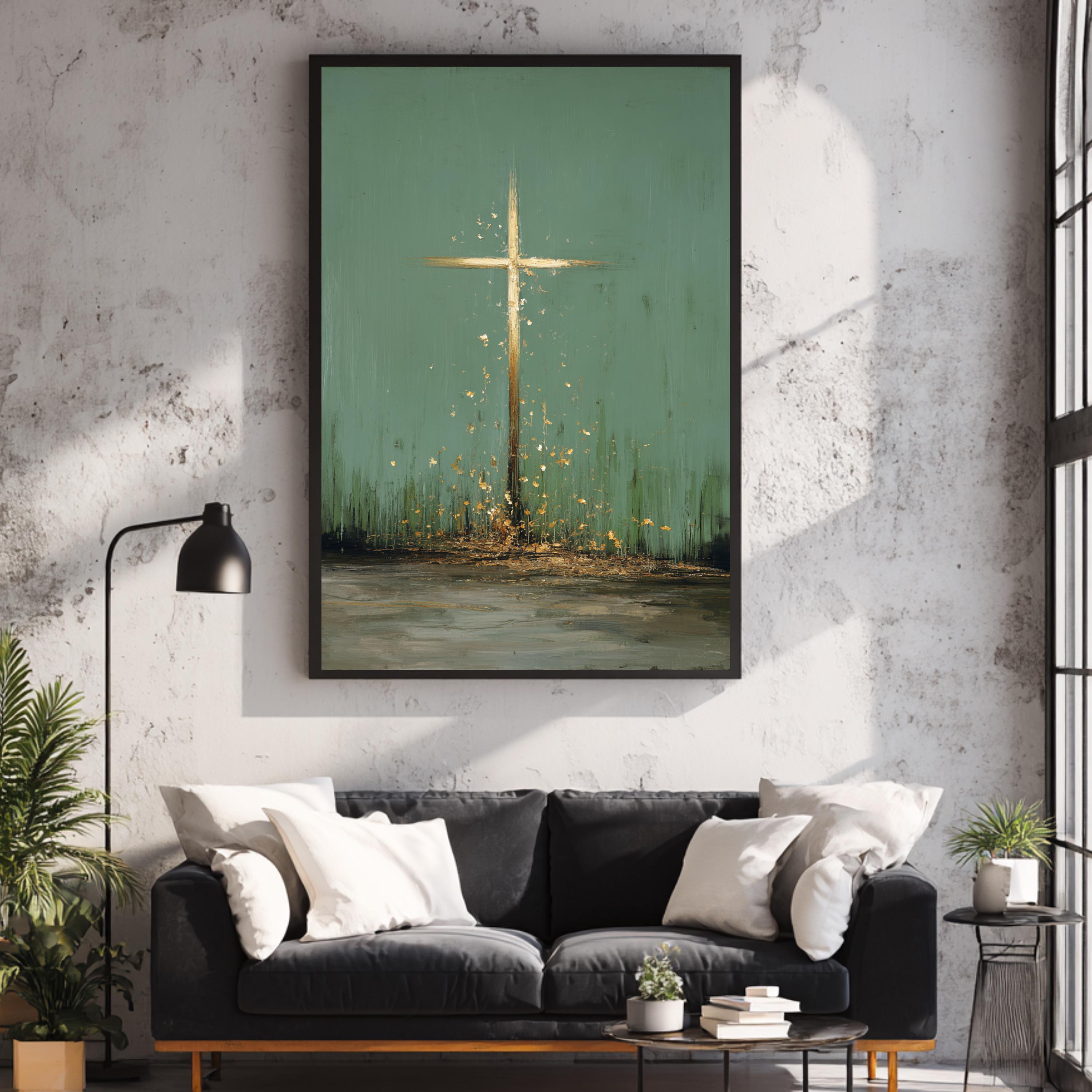 Jesus Cross Art Print | Minimalist Christian Wall Art | Abstract Faith ...