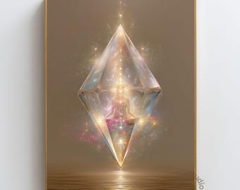 Crystal Healing Wall Art, Chakra Alignment Print, Spiritual Awakening Poster, Reiki Energy Decor, Meditation Room Digital Download