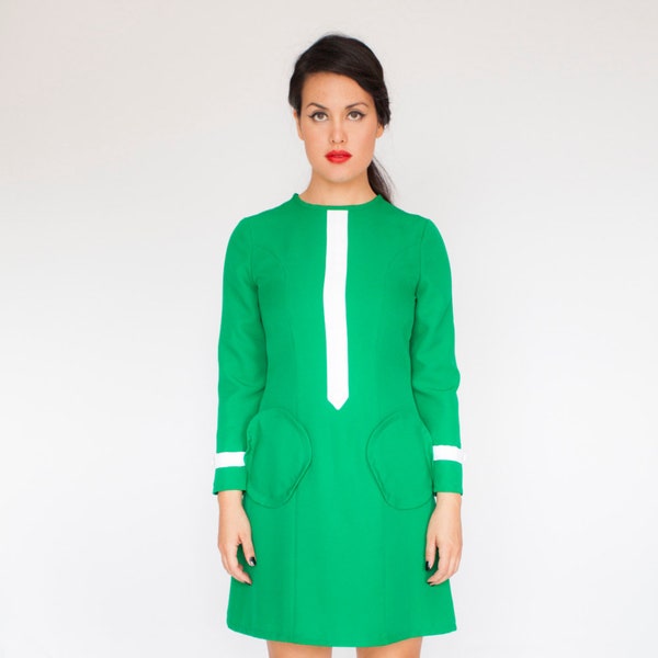 Green A line scooter dress retro 60s mod custom made