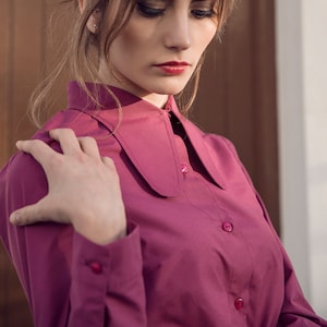 Mod purple shirt, beagle collar shirt, Suedehead shirt, Dog ear shirt