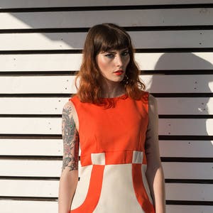 Orange Mod Dress, Space Age Dress, Orange 60s Dress, 1960s Shift Dress 