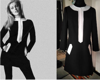 Deneuve inspired dress, Mod dress, iconic dress, 1960s dress, shift dress, 60s mini dress, pop art dress