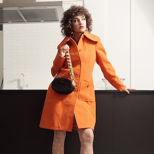 60s Orange coat, Mod Coat, 60s coat, wool coat, winter coat, repro coat, 70s coat