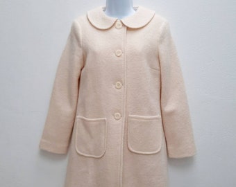 READY TO SHIP! Size S, Audrey hepburn inspired coat, 60s white Coat, Wedding coat, Mod 60s coat, wool coat, winter coat