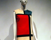 Mondrian Dress, Mod Shift dress, 60s mini dress, A line dress with no sleeves, 1960s dress