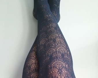 Navy blue tights, navy stockings, lolita pantyhose, gift for her, mothers day tights