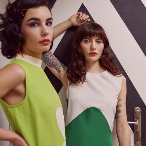 Vintage 60s Mint Green Mod A Line Dress M main image 1