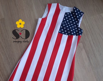 READY TO SHIP! Size S, American flag dress, 4th July dress, 60s dress, Mod Dress, Mod Shift dress, Fran Fine inspired dress, nanny inspired