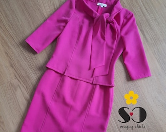 Ready to ship! Size S, Elle inspired suit, Mod skirt and jacket set, pink mod set, Jackie 60s mod skirt and jacket