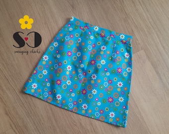 60s floral skirt, 60s skirt, 1970s mini skirt, retro skirt, skirt with daisies