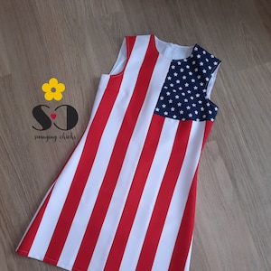 American flag dress, 4th July dress, 60s dress, Mod Dress, Mod Shift dress, Fran Fine inspired dress, the nanny inspired dress, mini dress image 1