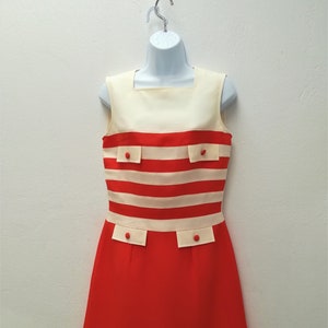 60s orange dress, retro dress, vintage inspired mod dress, 1960s A line dress/ Shift dress image 2