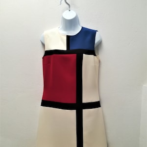 Mondrian dress, Mod designer dress, made to measure dress, iconic dress, 1960s dress, shift dress, 60s mini dress, pop art dress image 2