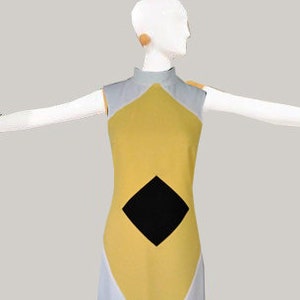 60s Mini Dress, Turtleneck dress,  Op Art dress, Yellow mod dress, Mod dress, Space Age dress, iconic dress, 70s - Pysch - Twiggy