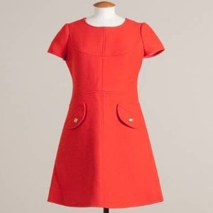 Orangefarbenes Mod Kleid, Space Age Kleid, 60er Minikleid, Mondrian Kleid, 70er Kleid, Etuikleid, 60er Minikleid, Pop Art Kleid, kultiges Kleid