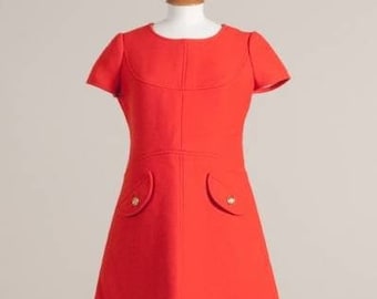 Orange mod dress, space age dress, 60s mini dress,Mondrian dress, 1970s dress, shift dress, 60s mini dress, pop art dress, iconic dress