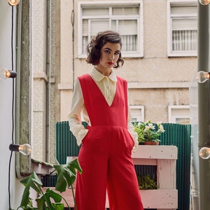 Red dressy romper sales