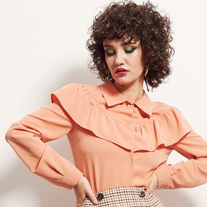 Beagle collar Shirt, ruffle shirt, 1960s Mod shirt, suedehead shirt