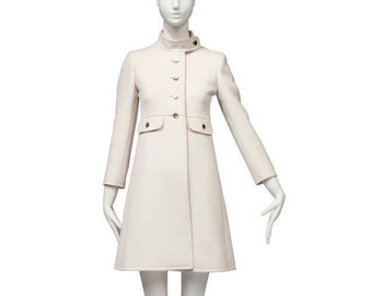Audrey inspired coat, 60s white Coat, Wedding coat, Mod 60s coat, wool coat, winter coat, retro coat, made to measure