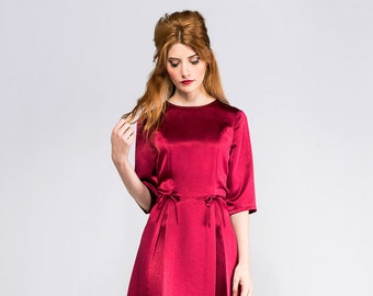 MOD PARTY DRESS/ burgundy dress, 50s dress, 60s dress, A line dress, pin up dress, classic dress, joan dress, custom made dress