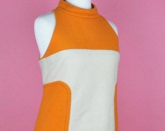 Orange mod dress, space age dress, 60s mini dress,Mondrian dress, 1970s dress, shift dress, 60s mini dress, pop art dress, iconic dress