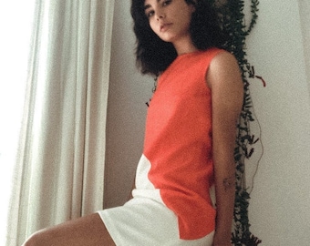 MOD DRESS, Orange mini dress, 60s dress, Space Age dress, Orange 60s dress, 1960s shift dress