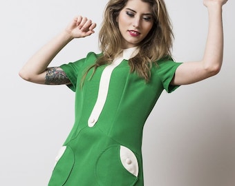 60s a line dress, Green mod dress, shift dress,  retro pocket dress, mod dress, 1960s dress