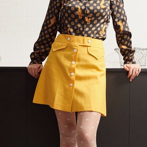 60s yellow skirt, 1960s mini skirt, retro skirt