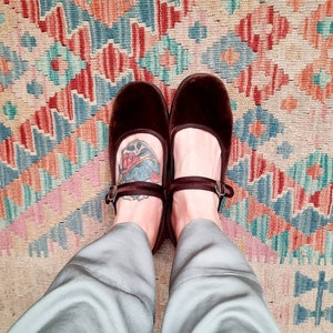 Velvet Mary Jane Flats Mary Janes