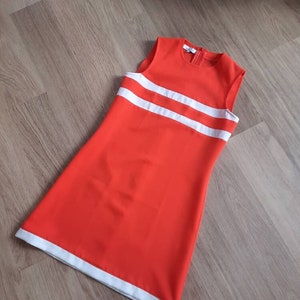 READY TO SHIP Size S, 60s orange dress, retro dress, vintage inspired mod dress, 1960s A line dress/ Shift dress image 3