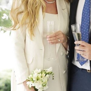 Bianca inspired suit, Bridal ivory suit, wedding jacket and dress, Bianca wedding suit, white jacket and dress, bridal long jacket