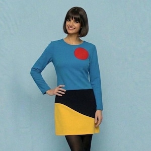 60s yellow dress, mod dress, pop arte dress, Sun dress, Mondrian inspired dress, Shift dress