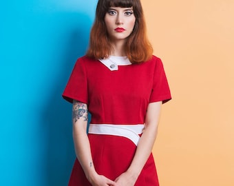 60s red dress, Mod red dress, 60s dress, scooter dress, collar dress, red a line retro 60s mini dress, twiggy dress