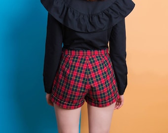 Ready to ship, Size M Tartan Checked shorts 1960s Mod mini scooter suedehead