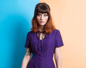 1960s Mod Dress purple mini scooter suedehead 70s dress Custom made