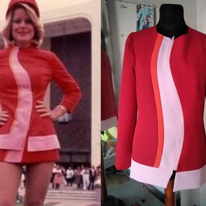 60s Stewardess Jacket, PSA jacket, Mod jacket, 60s mini jacket, A line jacket uniform, 1960s jacket