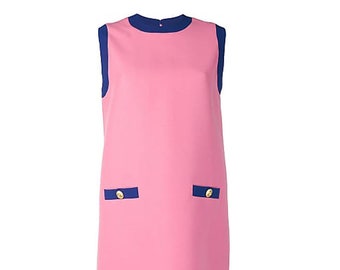 60s pink inspired dress, Twiggy pink purple dress, 1960s pink dress, A line scooter dress, Mod dress, 60s pink dress
