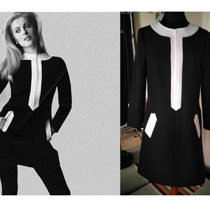 Deneuve geïnspireerde jurk, Mod jurk, iconische jurk, jaren 1960 jurk, shift jurk, jaren '60 mini jurk, popart jurk