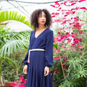 Mod Navy dress, Kate dress, navy event dress, 60s dress, chiffon dress, bridal dress, bridesmaid dress, plus size dress