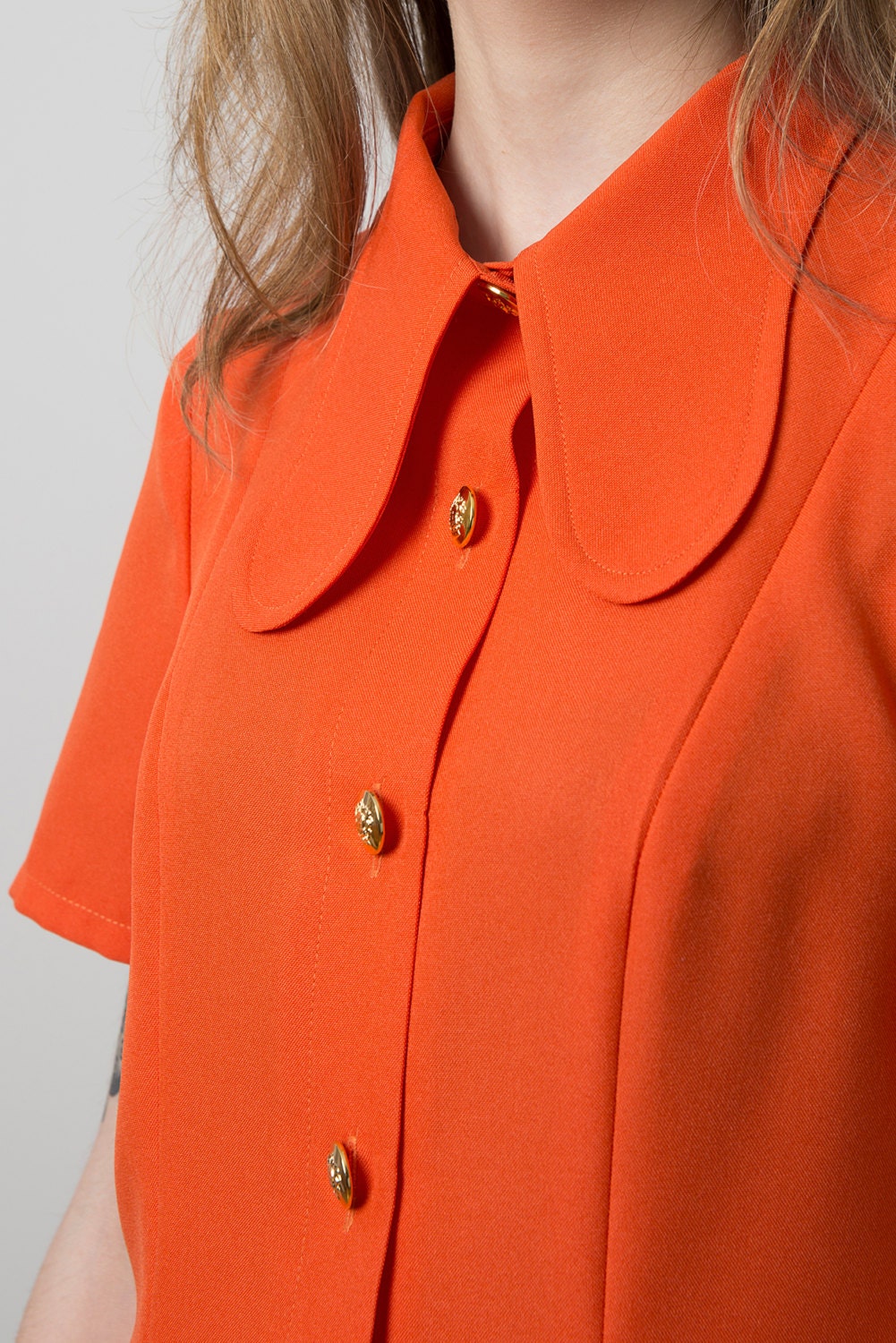 60s Orange Shirt Dress. Dog Ear Dress Beagle Collar Mini Etsy