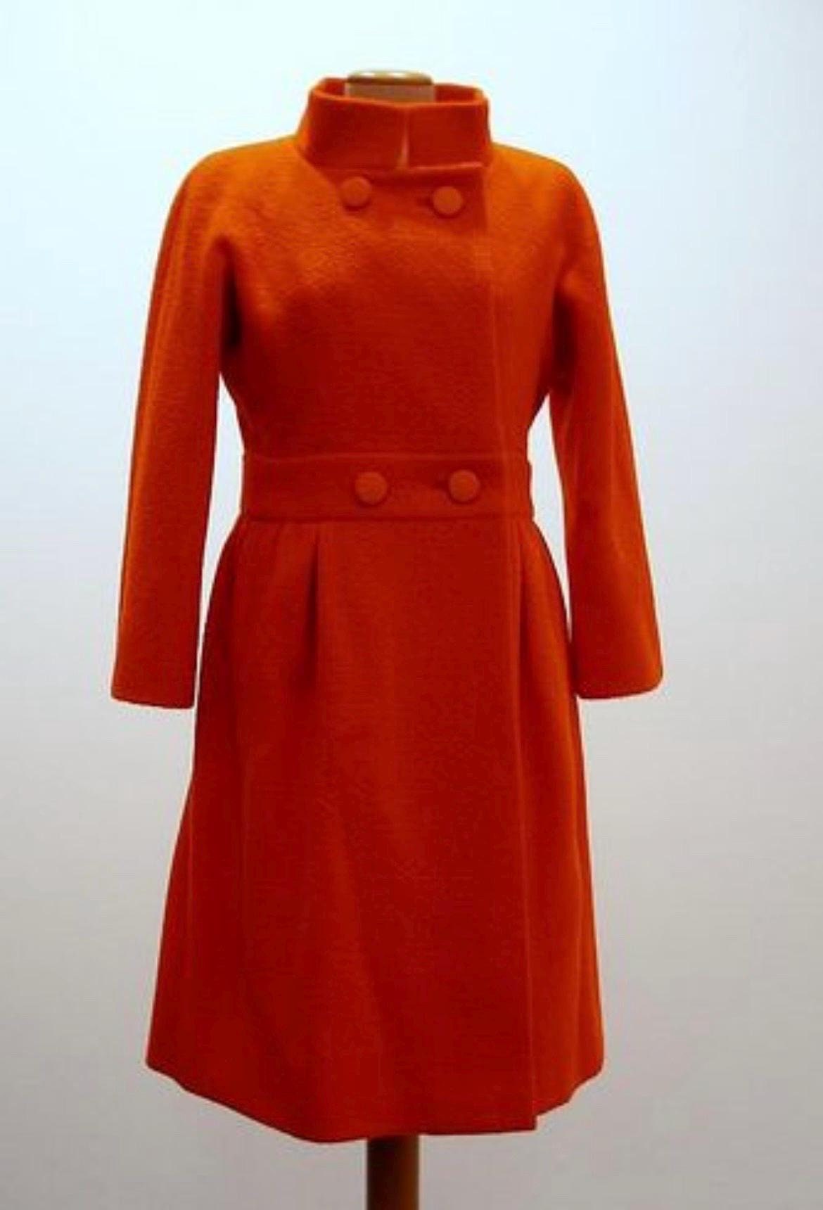 Audrey inspired coat breakfast at Orange Coat Mod 60s coat mouflon coat winter coat retro coat made to measure Etsy