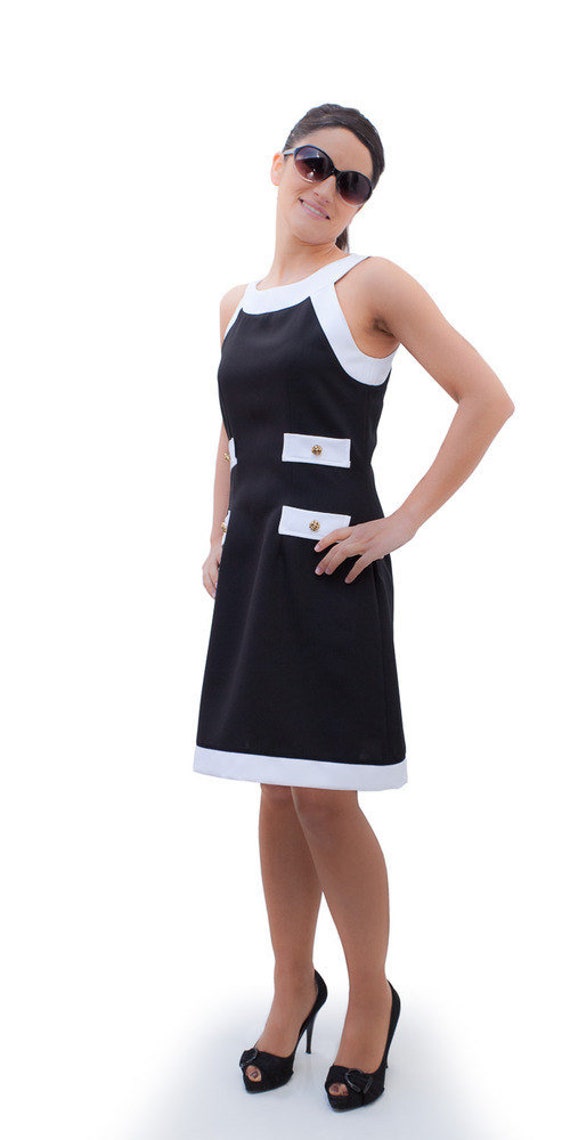 60s mod dress black and white