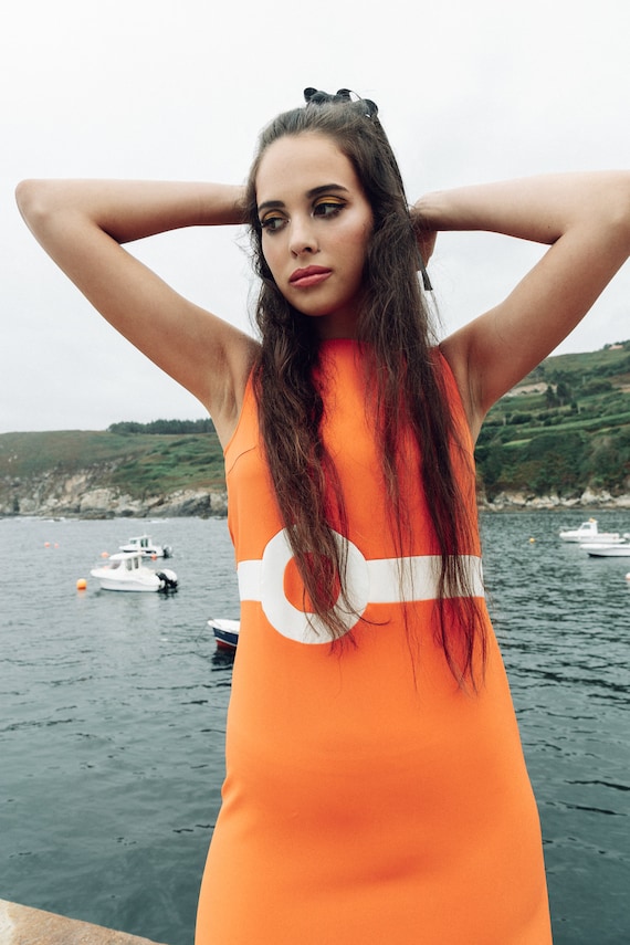 Orange Mod Dress Space Age Dress Orange 60s Dress 1960s Shift