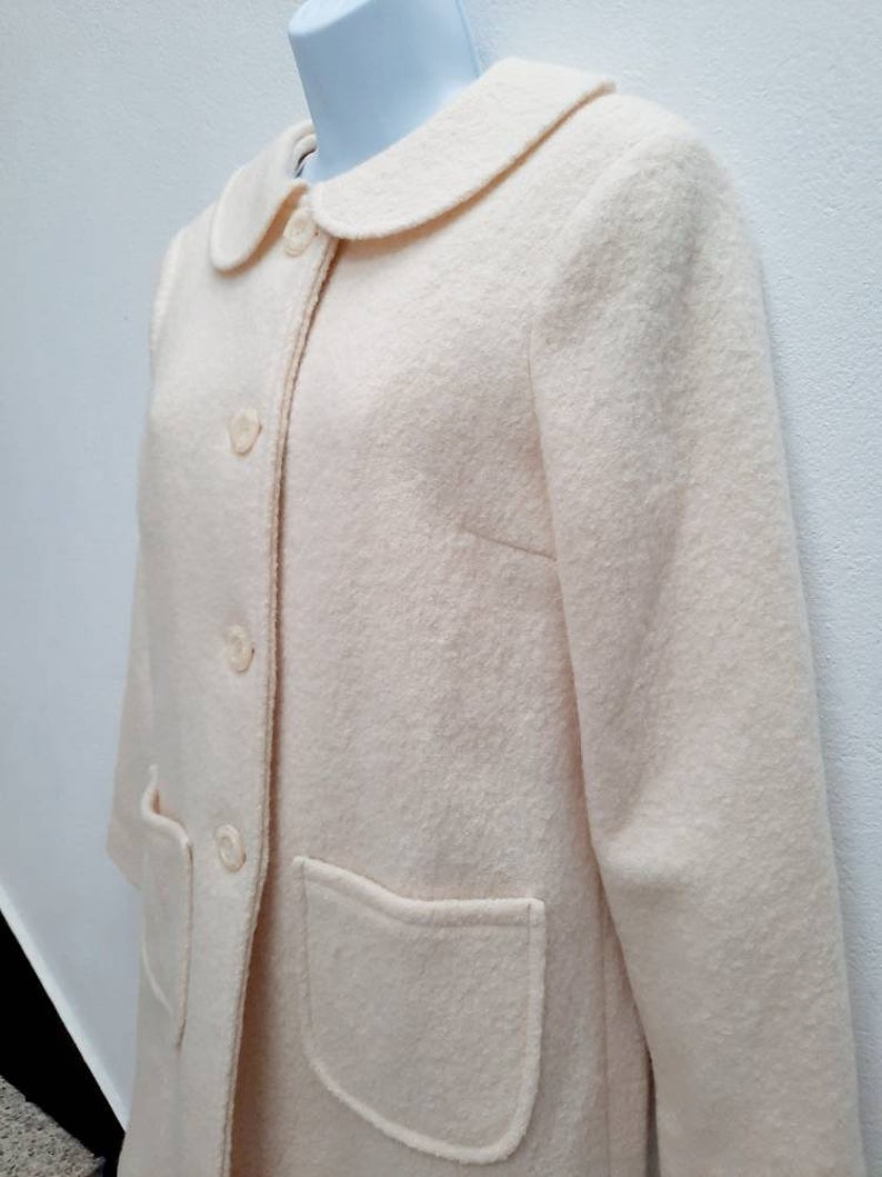 Audrey inspired coat, 60s white Coat, Wedding coat, Mod 60s coat, wool coat, winter coat, retro coat, made to measure image 6