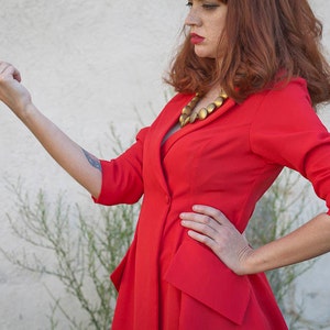 Red pin up 50s rockabilly women dress winter vintage look custom made