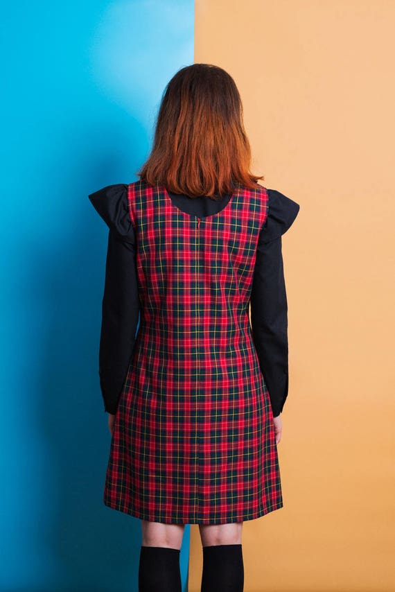 Abito scamiciato tartan abito natalizio abito anni 70 Mod anni