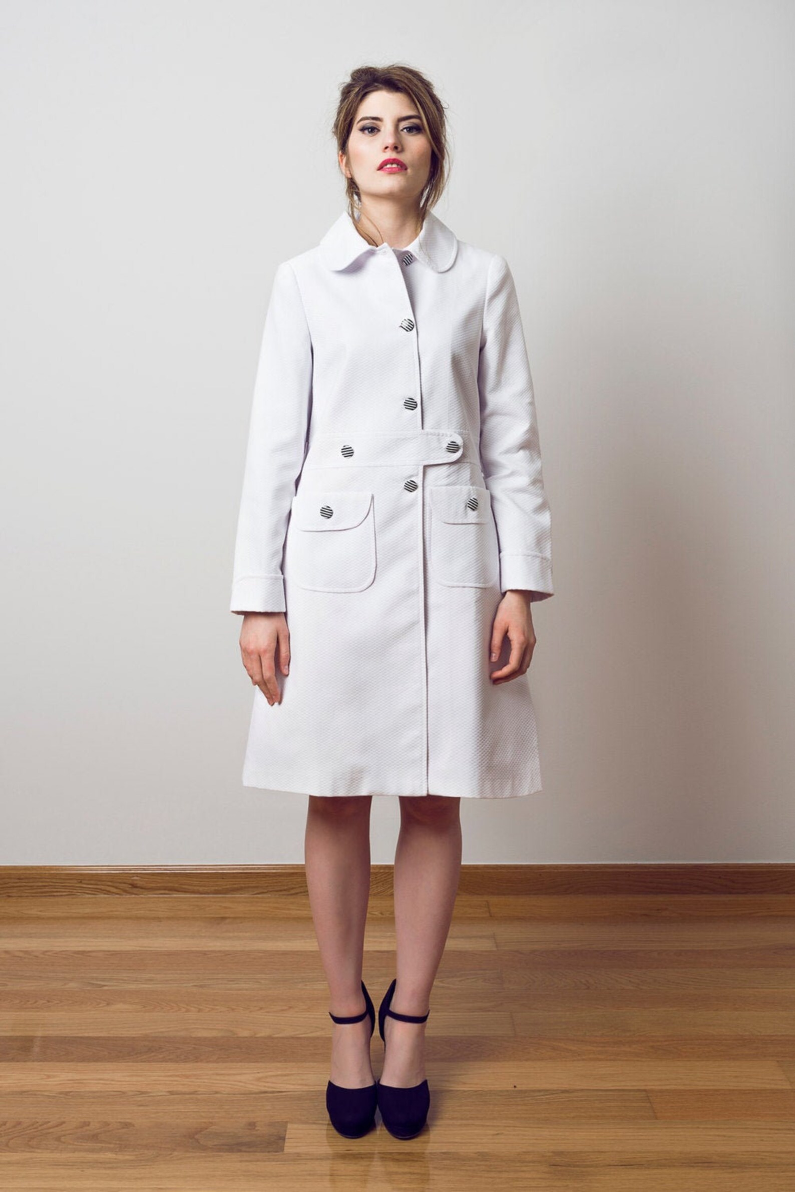 60s White Coat White Summer Coat Mod Coat Pocket Coat Etsy