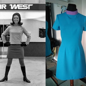 60s Stewardess Dress, Air west airlines inspired dress, Mod Shift dress, 60s mini dress, A line dress, 1960s dress